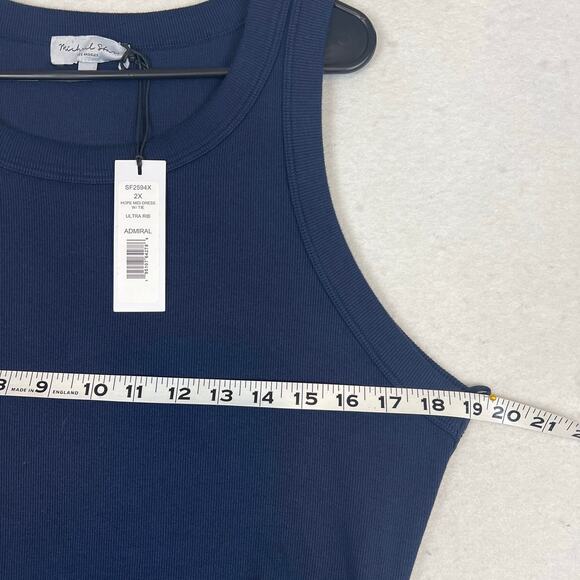 Michael Stars Plus Size Hope Midi Dress Ultra Rib Admiral Blue 2X NWT Stretchy - Picture 8 of 9